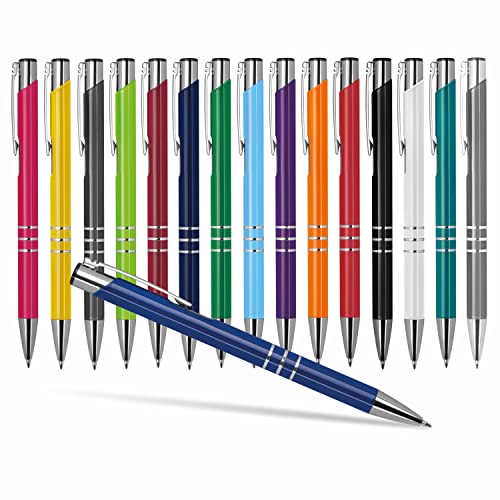 #teamludorf 50x DELTA UNI LACKIERT Metall-Kugelschreiber mit Wunsch-Gravur - Personalisierte Kulis - Stift mit Namen - 16 Farben & 20 Schriftarten - 50 Stück - Blau von #teamludorf