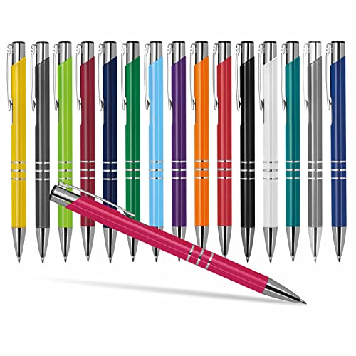 #teamludorf 50x DELTA UNI LACKIERT Metall-Kugelschreiber mit Wunsch-Gravur - Personalisierte Kulis - Stift mit Namen - 16 Farben & 20 Schriftarten - 50 Stück - Pink von #teamludorf