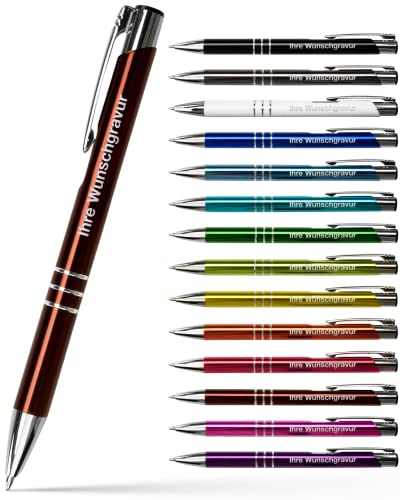 #teamludorf 25x Metall-Kugelschreiber mit Wunsch-Gravur - Personalisierte Kulis - Stift mit Namen - 14 Farben & 20 Schriftarten - 25 Stück - Bordeaux von #teamludorf