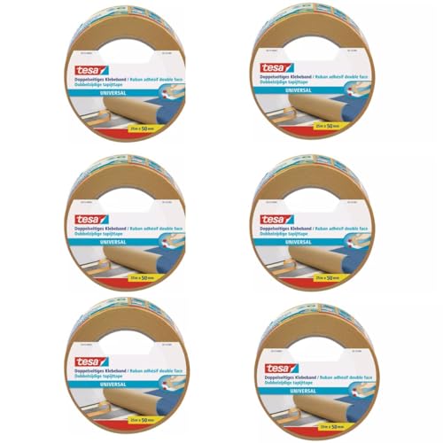 6 Rollen tesa 56172, Doppelseitiges Universal Klebeband, 50mm x 25m 6 Rollen tesa 56172, Doppelseitiges Universal Klebeband, 50mm x 25m von tesa