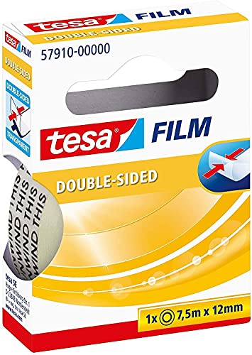 Tesa, doppelseitiges Klebeband, perfekt für Fotos und Papier, 10 m x 15 mm, in hoher Qualität, Box aus Metall 7.5m x 12mm von tesa