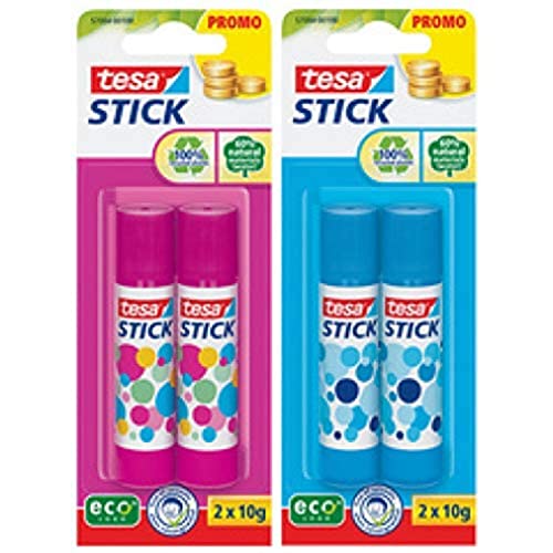 tesa Stick Promo – Klebestift für Papier und Karton – lösemittelfreier und umweltfreundlicher Kleber für Hobby, Schule und Büro, 2x 10g von tesa