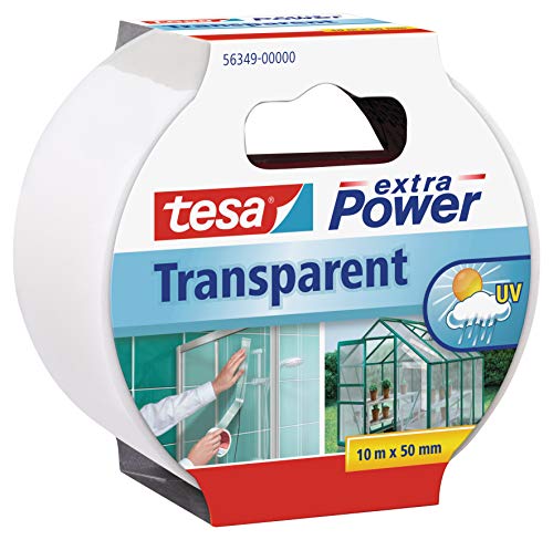 tesa extra Power Reparaturband transparent, selbstklebend, für Haushaltsreparaturen, 10m x 50mm von tesa