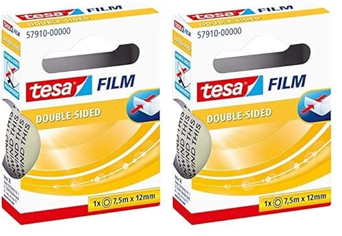 tesafilm doppelseitiges Klebeband, Fotofilm - für Fixierungen auf Papier und anderen Materialien - 1 Rolle 7,5m : 12mm (Packung mit 2) von tesa