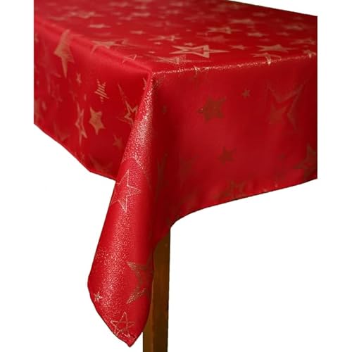 texpot Tischdecke 130 x 225 cm in Rot Weihnachten Advent Sterne 100% Polyester von texpot