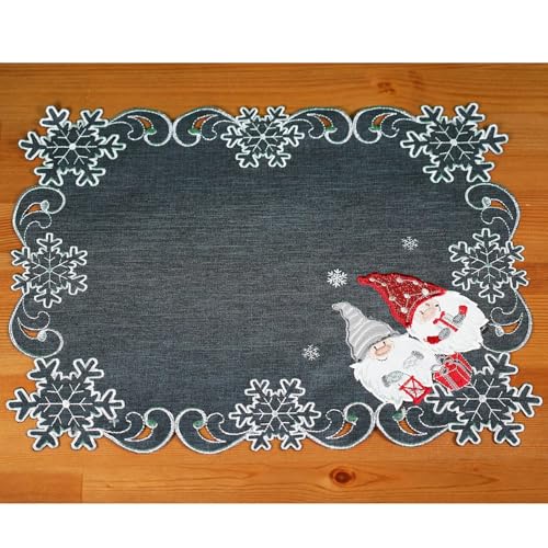 texpot Tischdecke 33 x 45 cm dunkelgrau Wichtel Weihnachten Winter Deko von texpot