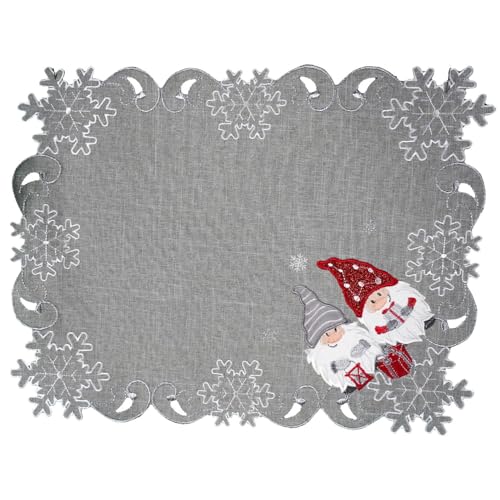 texpot Tischdecke 33 x 45 cm hellgrau Wichtel Weihnachten Winter Deko von texpot