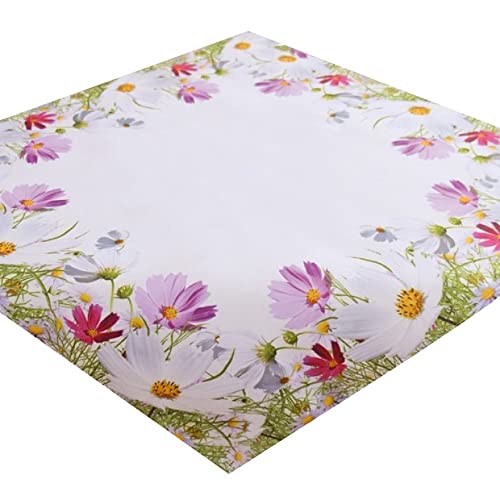 texpot Tischdecke 85 x 85 cm Druckmotiv Blumenwiese weiß Frühling Blumen von texpot