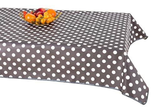 texpot Wachstuch 110 x 140 cm mit Punkte abwaschbar mit Saum Polyester Gartentischdecke von texpot