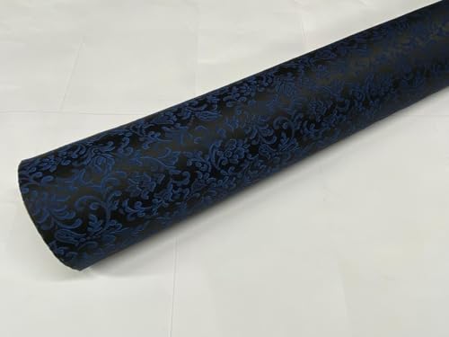 Stoff Meterware Brokatstoff Jacquard BLAU/SCHWARZ Dekostoff Polsterstoff 1 Meter x 140 cm von textil pertex