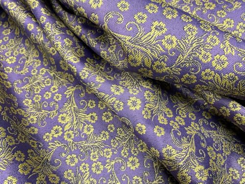 Stoff Meterware Brokatstoff Jacquard lila/gold Dekostoff Polsterstoff 1 Meter x 140 cm von textil pertex