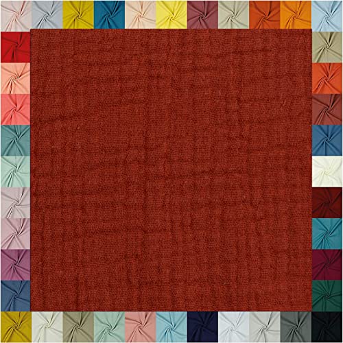 Hochwertiger Musselin Stoff Meterware - weicher Baumwollstoff für Kleid Baby Decke Tuch Tagesdecke Bettwäsche - ÖkoTex Double Gauze uni Baumwollstoffe Dekostoff Stoffe zum Nähen Meterware (terracotta) von textilquality