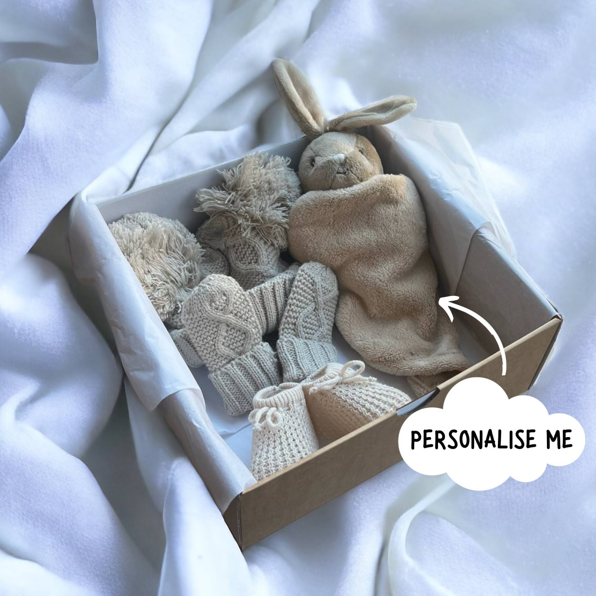 Personalisierter Unisex Baby-Geschenkkorb, Neutrales Baby-Jungen-Mädchen-Gif, Baby-Duschegeschenk, Baby-Häschengeschenk, Baby-Geschenkset Für Jungen von thebababee
