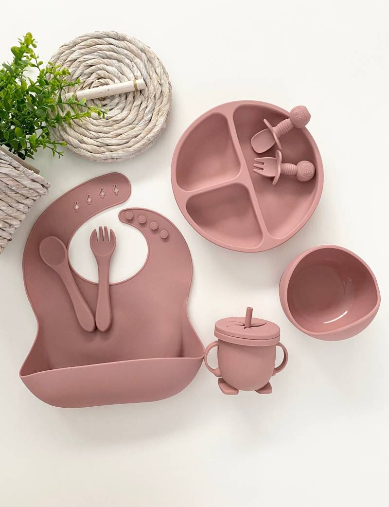 Quintessential Baby Kleinkind Silikon Fütterung 9 Teiliges Set Rosa Rosa. Ungiftig. Lebensmittelqualität. Bpa Blei Pvc Phthalate Cadmium Metall Frei von thebrownmouse