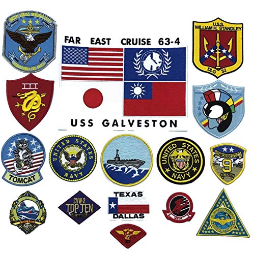 thecostumebase Top Gun Fighter Fliegerjacke Aufbügel-Patch-Set mit 16 Maverick USS Galveston Taiwan Flag von thecostumebase