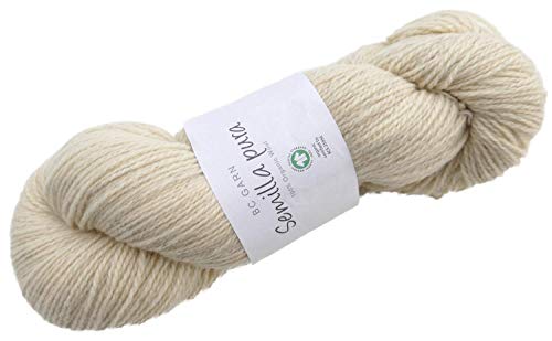 BC Garn Semilla Pura Farbe PUR01 natur, Biowolle GOTS, Naturwolle unbehandelt ungefärbt, 100% organic wool, 100g reine Schurwolle zum Stricken & Häkeln von theofeel