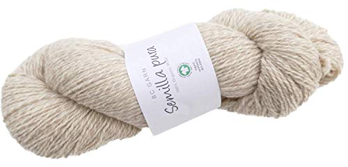 BC Garn Semilla Pura Farbe PUR02 natur beige | Biowolle GOTS zertifiziert | Naturwolle unbehandelt ungefärbt | 100% organic wool | 100g reine Schurwolle zum Stricken & Häkeln von theofeel