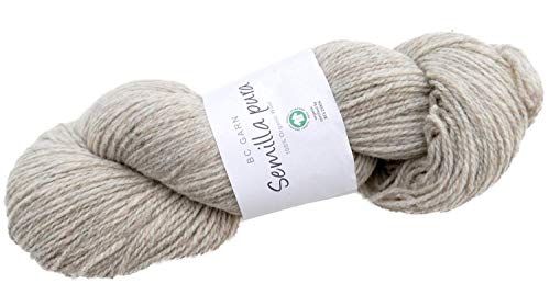 BC Garn Semilla Pura Farbe PUR04 beige grau, Biowolle GOTS, Naturwolle unbehandelt ungefärbt, 100% organic wool, 100g reine Schurwolle zum Stricken & Häkeln von theofeel