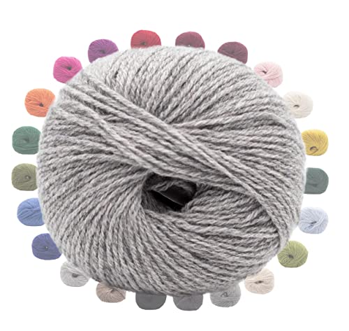 Eco Cashmere Kremke Soul Wool | nachhaltige Kaschmir Wolle zum Stricken und Häkeln | Reine Kaschmirwolle Nadelstärke 3 mm | 50g 225m (10002 hellgrau) von theofeel