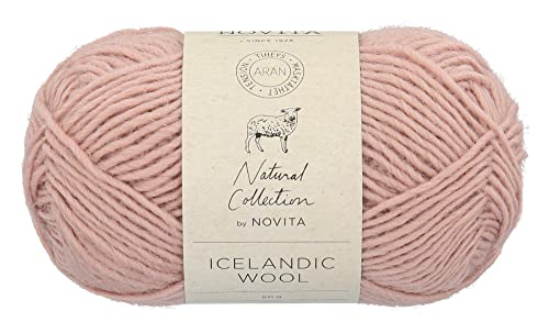 theofeel | Islandwolle Novita Icelandic Wool Aran | 100% Wolle zum Stricken und Häkeln von Islandpullovern, Norwegermustern (505 - blush rosa) von theofeel