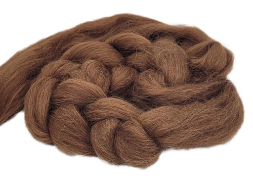 Kammzug Alpaka Wolle zum spinnen, filzen, Spinnfasern Filzwolle superfine Alpaca aus Peru, 25 mic., 50g (Farbe 3 | rotbraun) von theofeel