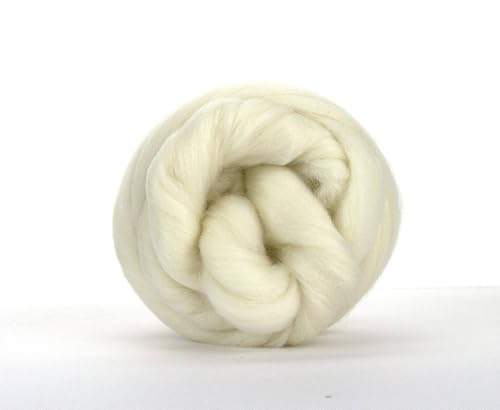 Kammzug Wolle natur zum Filzen, Spinnen, Weben, Färben 100 g (White Falkland Merino Top) von theofeel