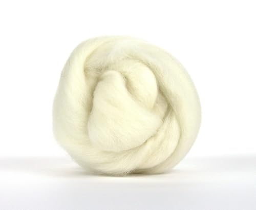 Kammzug Wolle natur zum Filzen, Spinnen, Weben, Färben 100 g (White Polwarth Top) von theofeel