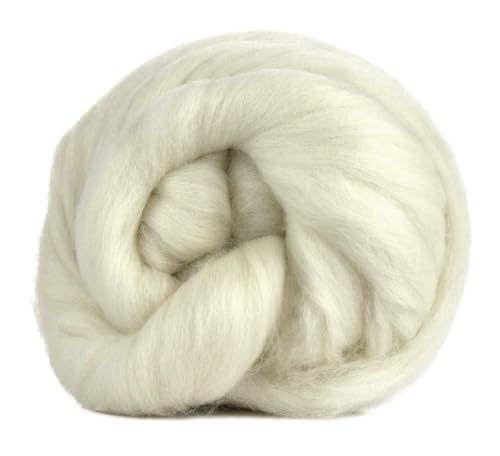 Kammzug Wolle zum Filzen, Spinnen, Weben, Färben, aus Merinowolle superfein,16,5 mic, weiß (weiss, 100 g) von theofeel