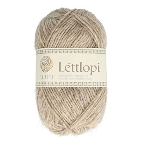 Lettlopi Wolle für Islandpullover, Islandwolle 100m/50g, Nadelstärke 4-5 mm, Norwegermuster Strickgarn, Häkelwolle (0086 beige) von theofeel