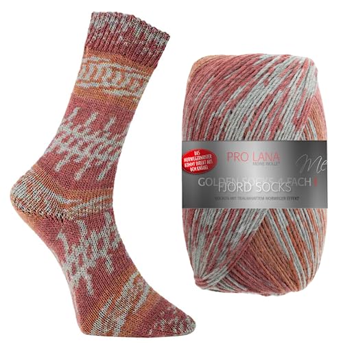 Pro Lana Fjord Socks Farbe 195, Sockenwolle musterbildend, Wolle Norwegermuster zum Stricken, 100g, 400m von theofeel