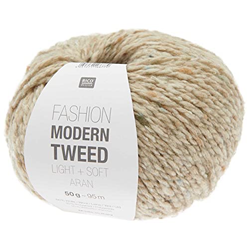 Rico Fashion Modern Tweed Light & Soft Aran 16 sand, leichte, weiche Tweedwolle zum Stricken und Häkeln von theofeel