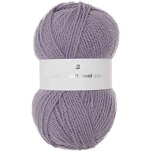 Rico creative Soft Wool Aran Farbe 27 lavendel, 100g weiche, pflegeleichte Wolle petrol zum Stricken und Häkeln, für Nadelstärke 5 mm von theofeel