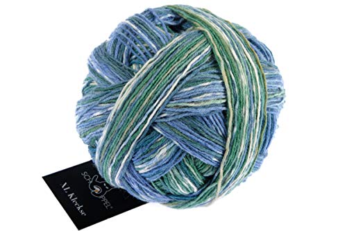 Schoppel Zauberball Wolle XL Kleckse 2432 Green Tea, 100% Merino fine, kunstvoll bemalt mit Farbverlauf zum Stricken oder Häkeln von theofeel