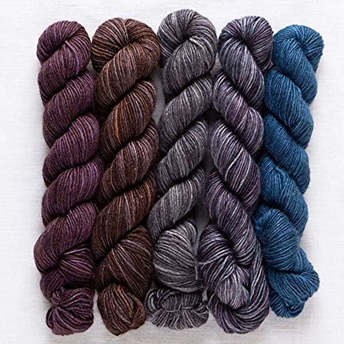 theofeel Manos del Uruguay Silk Blend Fino Minis Set Tabitha, 100g (5x20g) Wolle mit Seide zum Stricken, Merino extrafine + Seide, handgefärbt mit wunderschönem Farbverlauf von theofeel