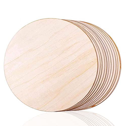 Holzscheiben, Runde Holzscheiben, für Bemalen, DIY, Dekoration, Untersetzer, Handwerke, Durchmesser (Runden, 10CM-20PACK) von thirei