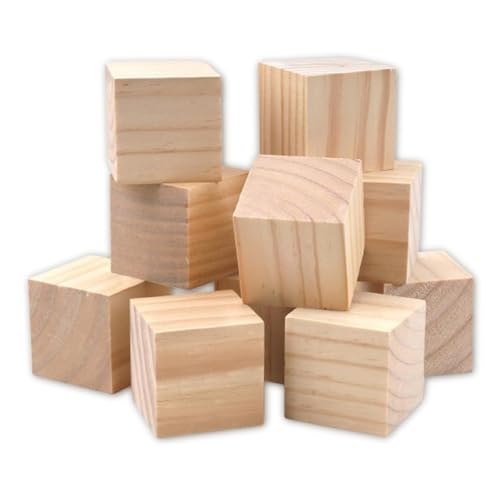 Holzwürfel, 12 Stück 5cm Blanko Holzwürfel,Holzwürfel Blanko, Bastelwürfel, Blanko Würfel Bastel Holz, Bastelmaterial Holz, für Deko zum DIY Basteln Malen DIY Handwerk DIY Puzzles von thirei