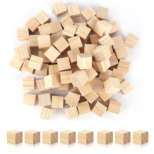 Holzwürfel, 200 Stück Bastelwürfel,1cm Mini Blanko Holzwürfel, Holzwürfel Blanko, Bastelmaterial Holz, für Deko zum DIY Basteln Malen Malerei, DIY Puzzles von thirei