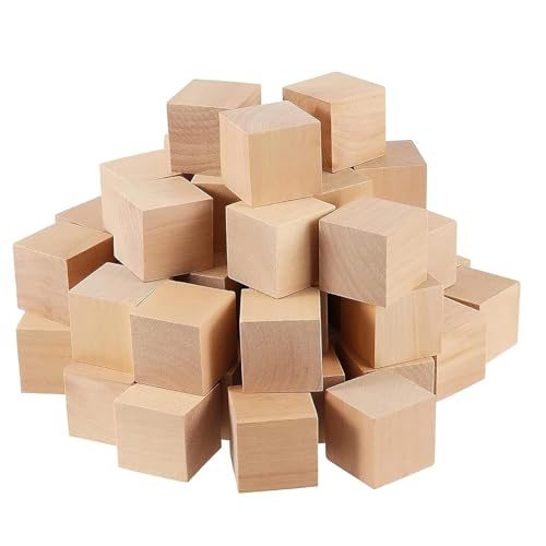 Holzwürfel, 30 Stück Mini Blanko Holzwürfel,3cm Bastelwürfel, Bastelmaterial Holz, Holzwürfel Blanko, für Deko zum DIY Basteln Malen Malerei, DIY Puzzles von thirei