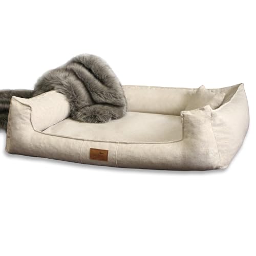 tierlando® Orthopädisches Hundebett Goofy inkl. Matratzenschoner für mittelgroße, große und sehr große Hunde, Möbelstoff, Waschbar Hundesofa Hundekörbchen | Creme | G5-A-05 von tierlando