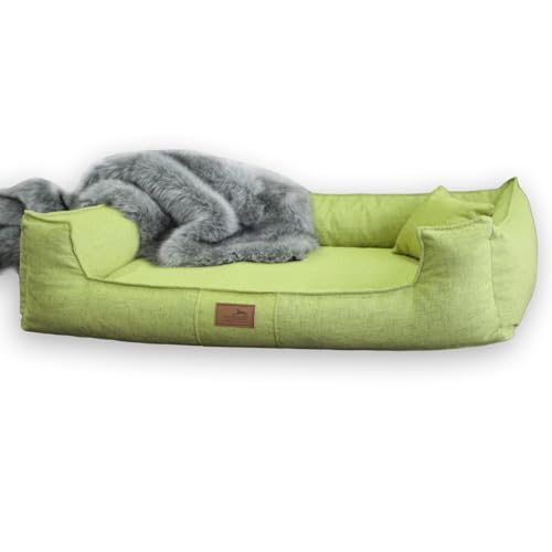 tierlando® Orthopädisches Hundebett Goofy inkl. Matratzenschoner für mittelgroße, große und sehr große Hunde, Möbelstoff, Waschbar Hundesofa Hundekörbchen | Hellgrün | G5-A-24 von tierlando