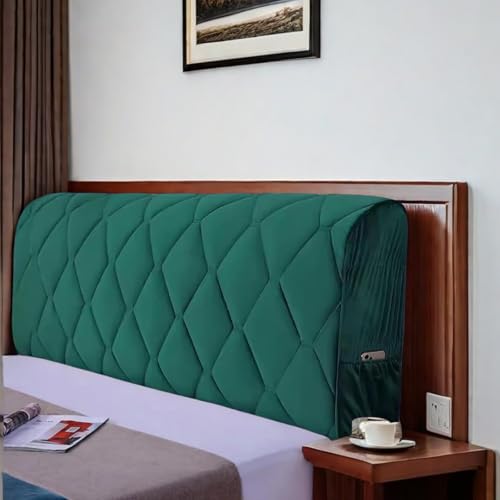 tilium Kopfteil Bett Samtstoff - Seitliche Aufbewahrungstaschen - Bettgestell 120x200,bettgestell 180x200,Bett Mit Bettkasten 180x200，Bett Kopfteil Bezug Bettkopfteil (Grün, 180cm) von tilium