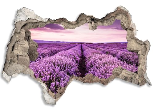 3D Wandtattoo selbstklebend Wanddurchbruch | Loch in der Wand Mauerloch | Wetterfeste Wandsticker Gross Innen und Outdoor | 120x80cm Lavendel Provence Landschaft von timalo