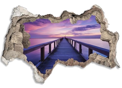 3D Wandtattoo selbstklebend Wanddurchbruch | Loch in der Wand Mauerloch | Wetterfeste Wandsticker Gross Innen und Outdoor | 120x80cm Sonnenuntergang am See von timalo