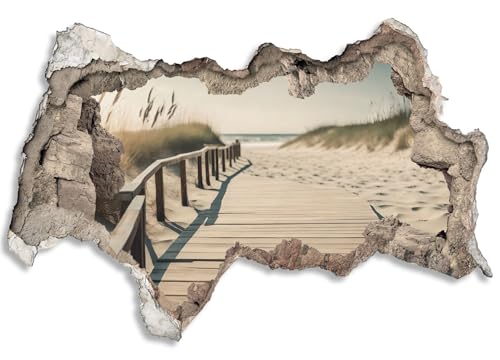 3D Wandtattoo selbstklebend Wanddurchbruch | Loch in der Wand Mauerloch | Wetterfeste Wandsticker Gross Innen und Outdoor | 120x80cm Strand Nordsee Steg Schilf von timalo