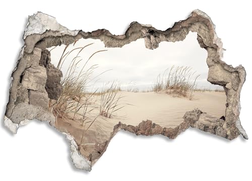 3D Wandtattoo selbstklebend Wanddurchbruch | Loch in der Wand Mauerloch | Wetterfeste Wandsticker Gross Innen und Outdoor | 150x100cm Nordsee Strand Dünen Schilf von timalo