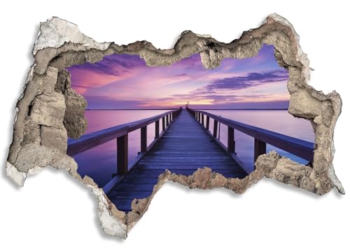 3D Wandtattoo selbstklebend Wanddurchbruch | Loch in der Wand Mauerloch | Wetterfeste Wandsticker Gross Innen und Outdoor | 60x40cm Sonnenuntergang am See von timalo