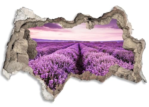 3D Wandtattoo selbstklebend Wanddurchbruch | Loch in der Wand Mauerloch | Wetterfeste Wandsticker Gross Innen und Outdoor | 90x60cm Lavendel Provence Landschaft von timalo