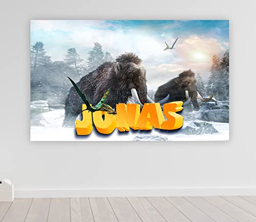 timalo® Cooles Poster mit Namen Mammut Eiszeit Bild für die Wand | für Kinder Jungen und Mädchen Wandbild Kinderzimmer Deko personalisiert | child002-B120xH61cm von timalo