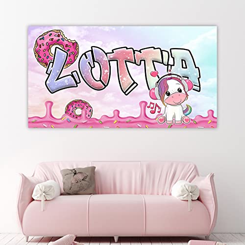 timalo Cooles Poster mit Namen für Mädchen Einhorn | Süßes Kinderzimmer Bild für Teenager Graffiti Wandbild Wandtattoo Wandposter Kinder Donut personalisiert | candy1-1-B120xH61cm von timalo
