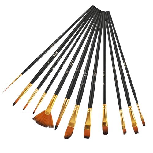 12 Stück Pinselset Aquarellpinsel Künstlerpinsel Künstler Pinselset Premium Nylon Acrylfarben Pinsel Set Borstenpinsel Haarpinsel Set Für Aquarell Acryl Ölgemälde Für Künstler, Erwachsene Und Kinder von tinshow